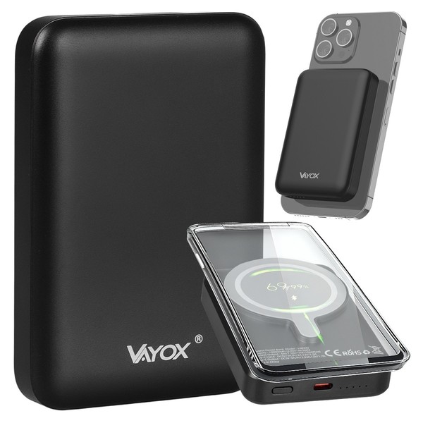 Vayox Powerbank VA0342 | 10000 Mah | USB-C / USB-C + Magsafe | Schwarz-image
