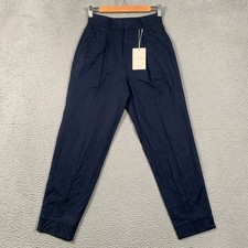 Everlane Draper Way-High Taper Pant Women's 00 Navy Pleated High Rise Trousers
