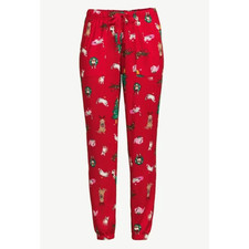 Joyspun Women's Brushed Red Christmas Holiday Hacci Knit Sleep Joggers NWT SZ XL