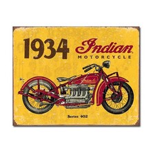 1934 Indian Motorcycle Series 402 Metal Sign Reproduction 41cm x 32cm