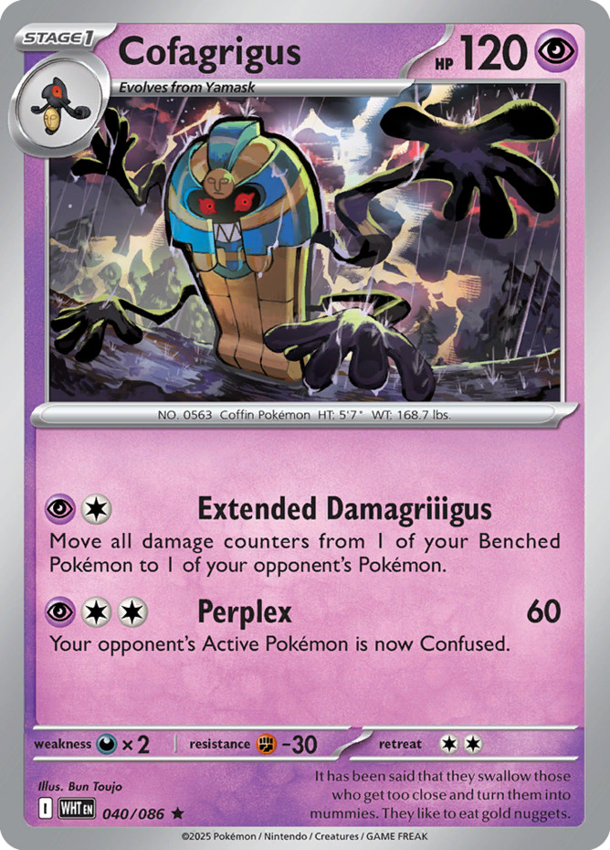 Pokemon Cofagrigus - 040/086 - Holo Rare NM-Mint PKMN SV White Flare