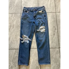 American Eagle Outfitters Women Blue Distressed Denim Jeans Size 6 Regular