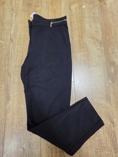 H M Womens Black Gold Zip Trousers Eu 42 Uk Size 14 Regular Used