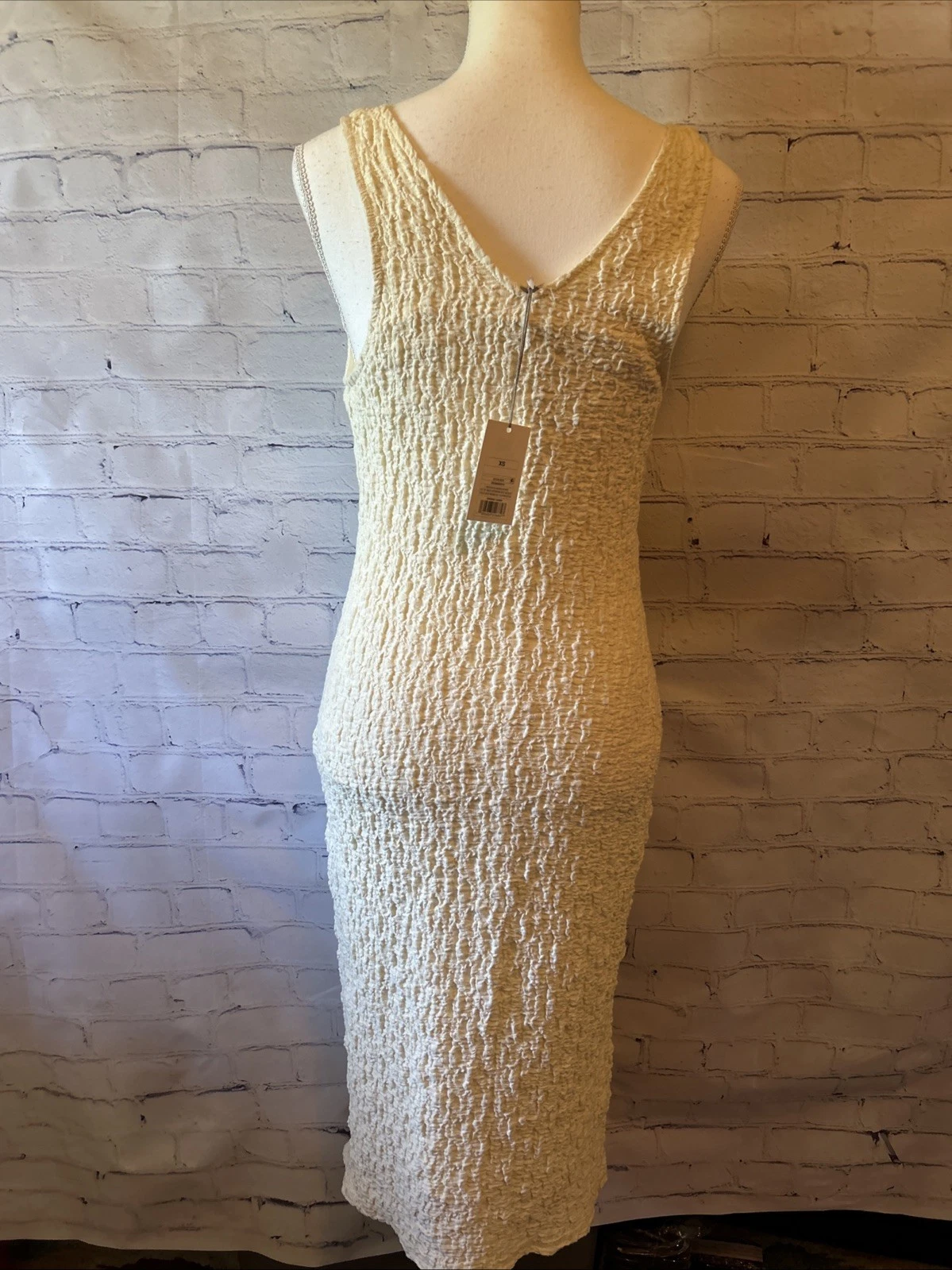 OFF WHITE Abito smanicato panna nuovo con etichette bianco sporco taglia XS bodycon elasticizzato foderato