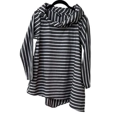 Tulip Striped Tunic Top Cowl Neck Long Sleeve Asymmetric Hem Women | XS | EUC