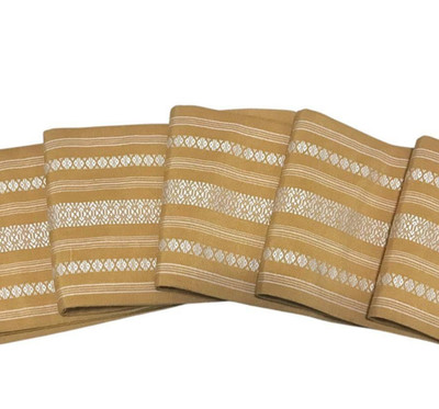 【HANHABA OBI】Japanese Silk Hakata Ori / Yellow Kenjo / Reversible Solid / New