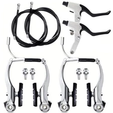 Complete Bike Brake Set, Black Front and Rear MTB Hybrid Inner Outer Cables