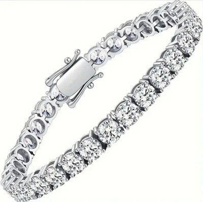 Luxuriöses 14 Karat Moissanit Silber Tennisarmband für Frauen - 9 Zoll