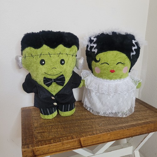 Set 2 Frankenstein Bride Halloween Pillow Plush Standing Monsters Door Greeters - Picture 6 of 16