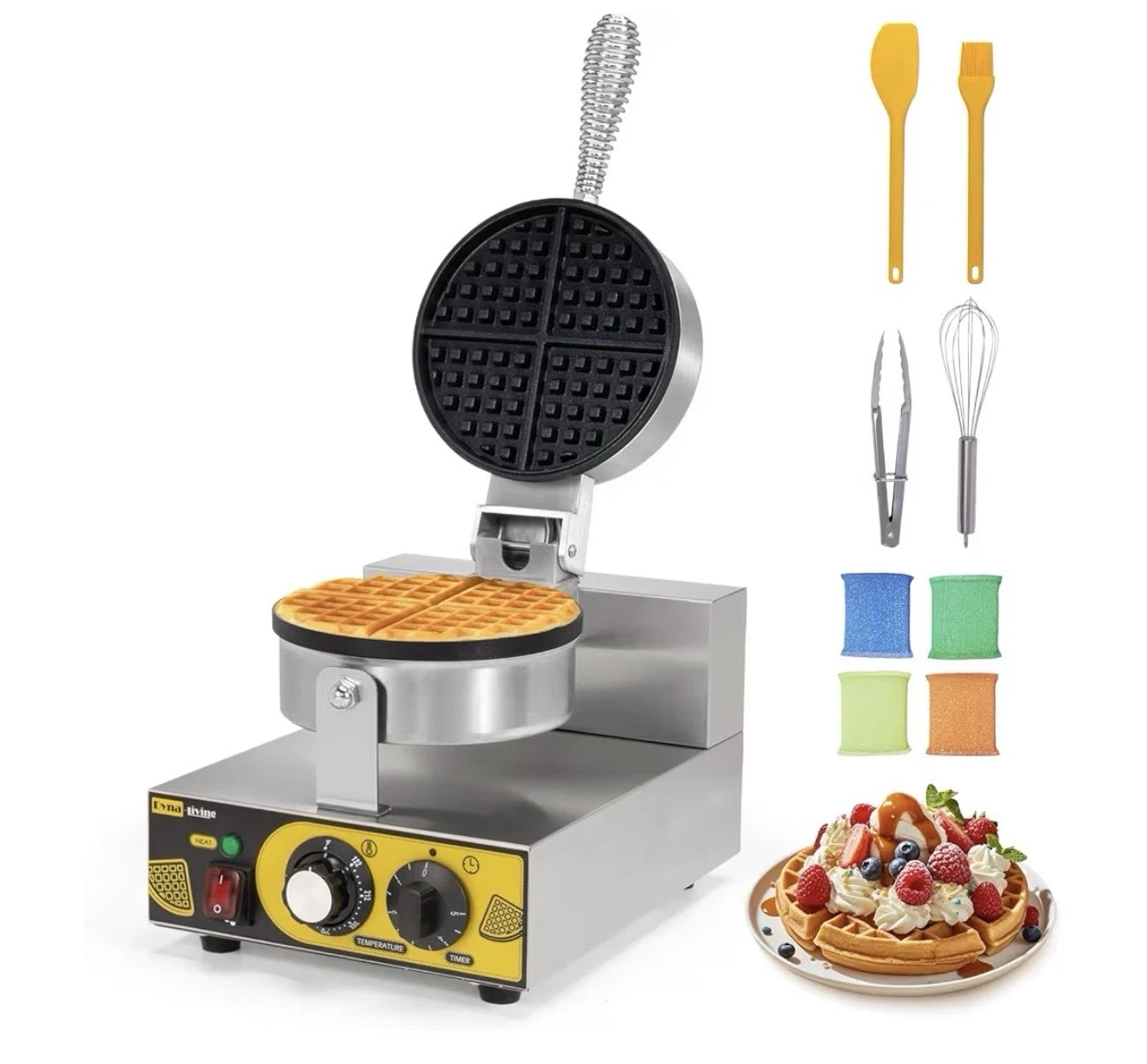1200W Non-Stick Waffle Maker - Perfect for Home & Restaurant Use
Opens in a new window or tab