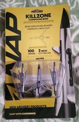 NAP Killzone Mechanical Broadhead 2 Blades 100 Grains 2  Cutting Diameter 3 Pack