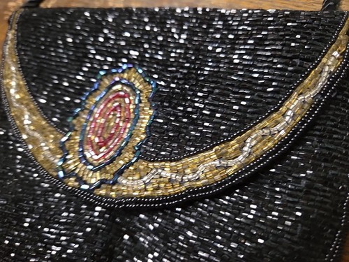 Walborg Abendtasche Clutch Handtasche schwarz Perlen Made in Macau Vintage TD1 - Bild 4 von 19