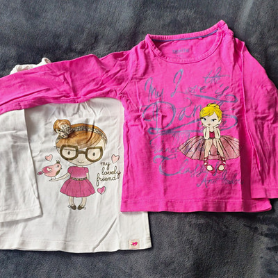 baby club Mädchen 2er Set Langarmshirts Gr. 86 pink/weiß Ballerina