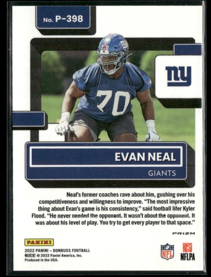 Evan Neal 2022 Donruss Optic Rated Rookies Preview Green Mojo Rookie New York - Image 2 of 2