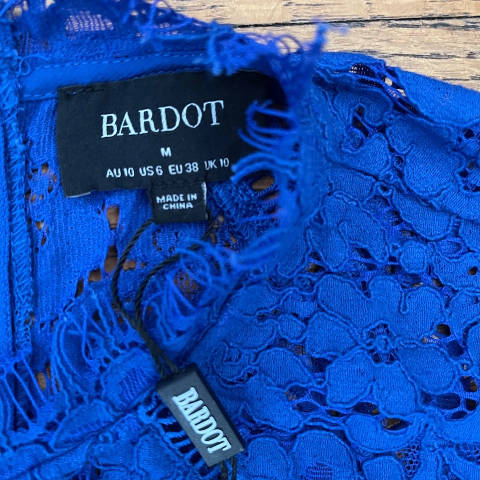 NWT Bardot Lace Sheath Women’s Size 6 Cocktail Dress Cobalt Blue - Image 3 of 4