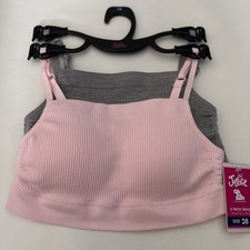 Justice Girls Engineered Seamless Rib Bra, 2-Pack, Size 28 NEW Pink Gray Ballet