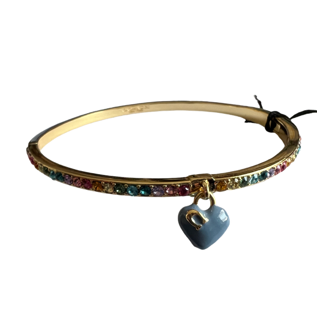 Vday Coach Rainbow Crystal Blue Enamel Heart Charm Hinged  display picture 2
