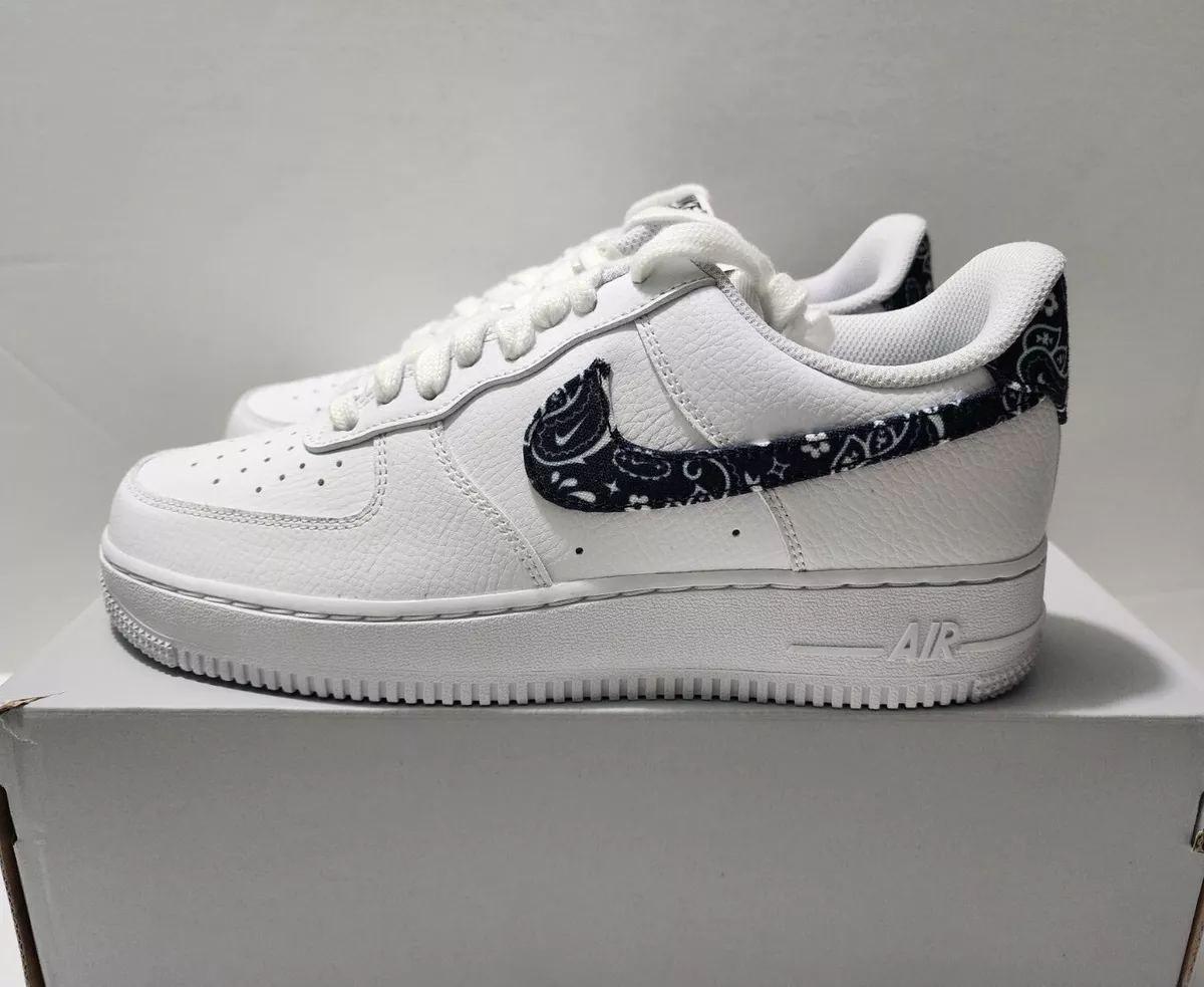 Nike Air Force 1 Low 07 Essentials Black Paisley Women Shoes Sz 6.5 (DH4406-101)