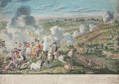 "Battle of Neumark in Silesia", Schlacht bei Leuthen, altkol. Radierung, 1757/58 - Bild 1 von 4