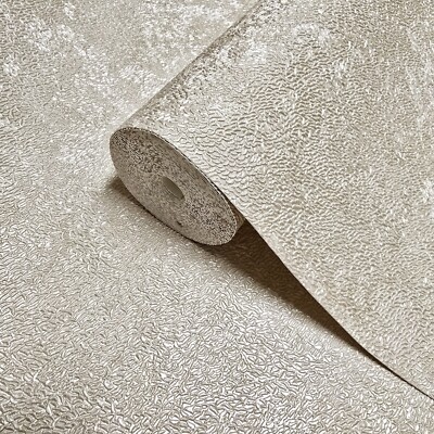 Taupe tan beige gold wallpaper heavy textured faux fish scale concrete plaster