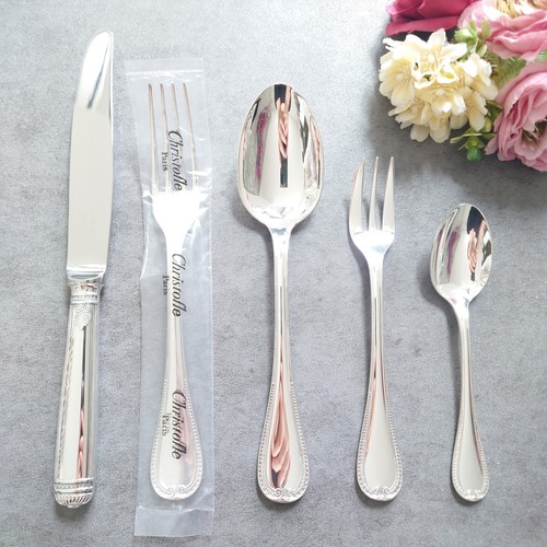 Christofle Malmaison Silverplate Standard Knife Fork Spoon 5pcs Excellent - Picture 2 of 19