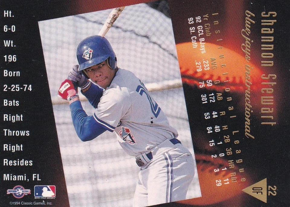 1994 Classic Best Gold #22 Shannon Stewart St. Catharines Blue Jays - Image 2 of 2