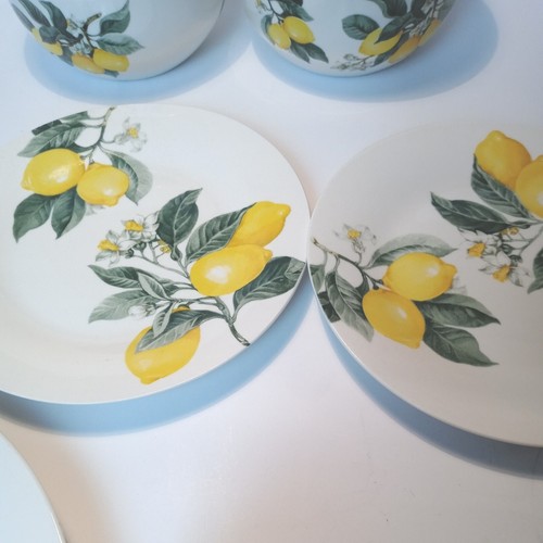 Set Of 14 Summer Lemon Dishes with Yellow Gingham Napkins - Picture 7 of 7