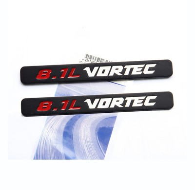 2x OEM 8.1L VORTEC HOOD emblems decals GMC Sierra 2500HD 3500 RED White e Lu