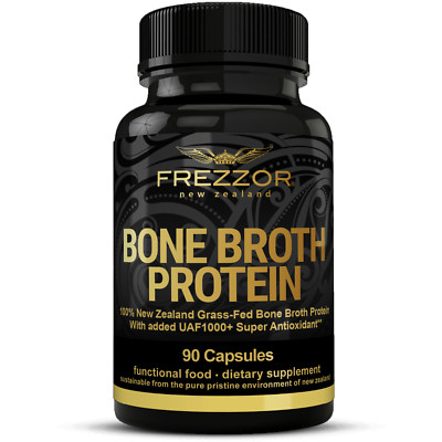 FREZZOR Bone Broth Protein Capsules 100% Grass-Fed, Non GMO, All Natural, Pack 1
