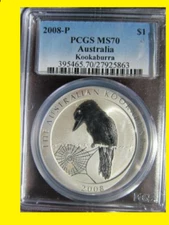  2008  Australia Kookaburra RARE low pop perfect PCGS MS 70 RARE POP 53
