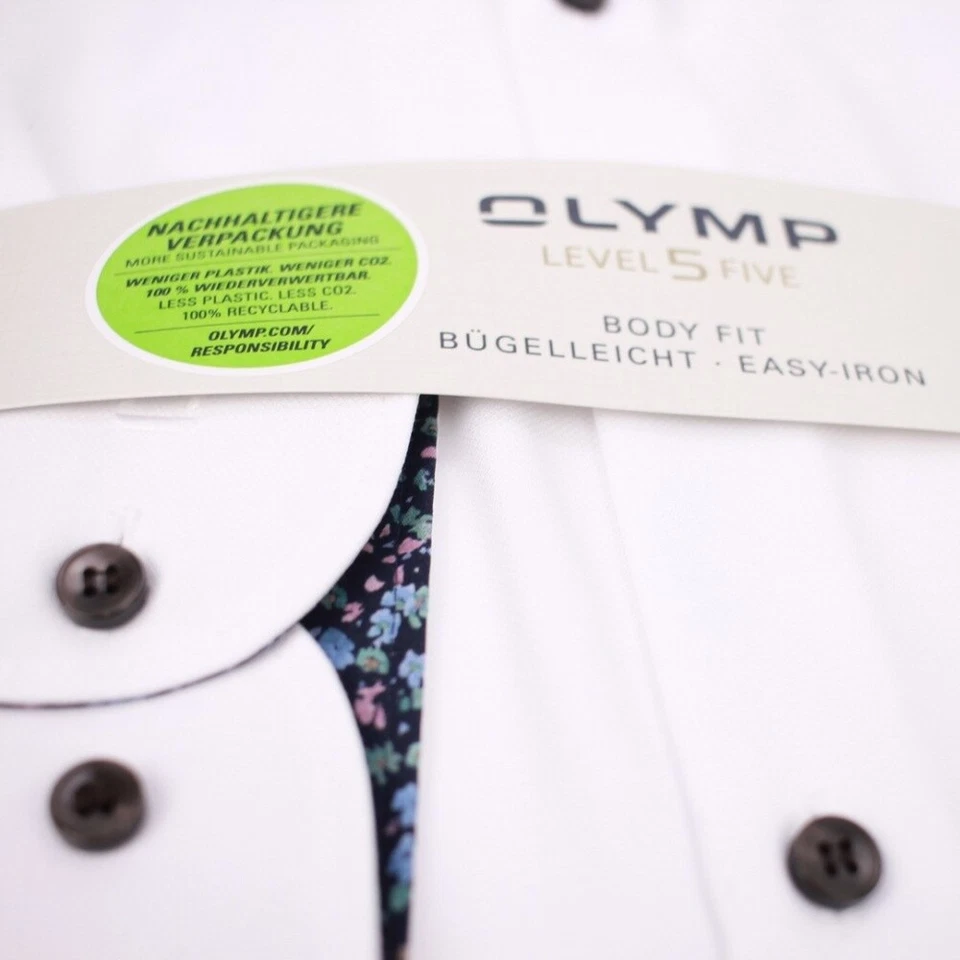 Camicia Business Olymp Level Five Uomo A Manica Extra Lunga Blu 200349 00 Bianco - Immagine 4 di 4