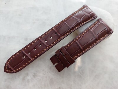 22mm/18mm Brown Alligator Crocodile Print Leather Watch Strap Band