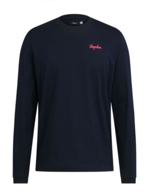 Rapha Logo T-Shirt Dark Navy/Hi-Vis Pink Neu mit Etikett Größe M