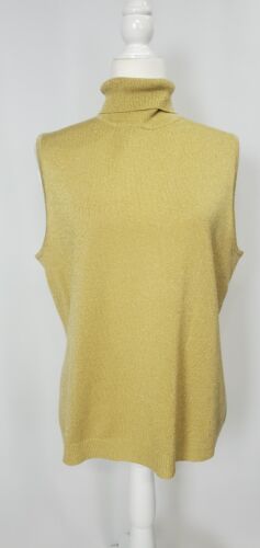 Vintage Turtleneck Sweater L Gold Womens Sleeveles