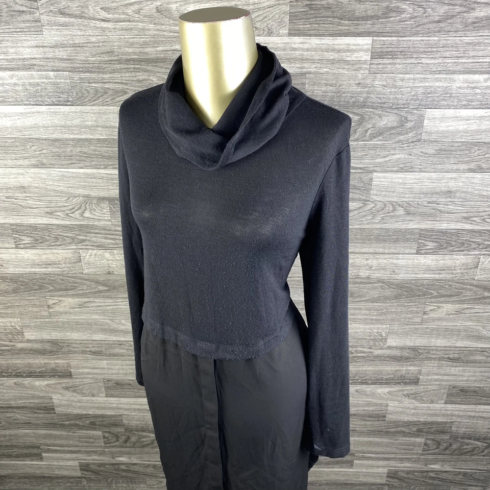 FEVER 圆领长袖蓝色/黑色连帽高低衬衫连衣裙女式 M 码 — 第 2/4 张图片