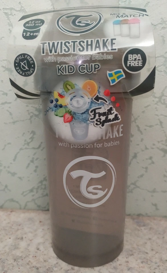TWISTSHAKE, Kid Cup, Trinkflasche, Schnabeltasse, grau, 360 ml, auslaufsicher - Bild 1 von 1