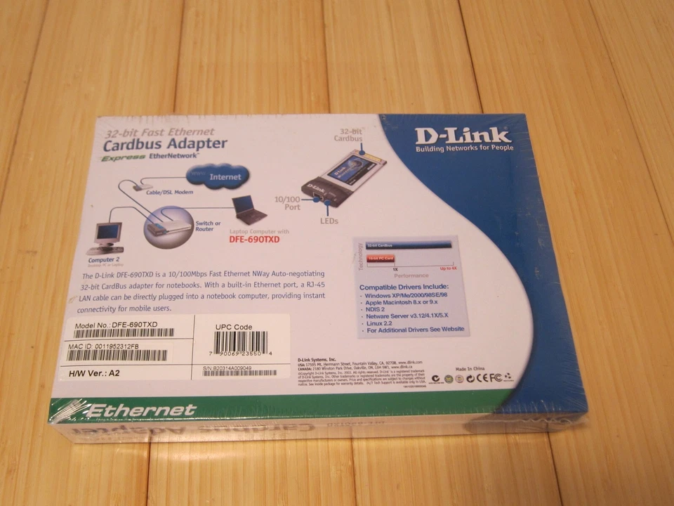Brand New D-Link CardBus Adapter 10/100 Fast Ethernet PC Card DFE-690TXD 32 Bit - Image 2 of 4