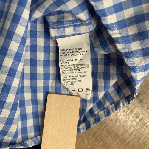 IZOD MEN'S Shirt XL Blue and White Plaid Short Sleeve Button Down - Picture 4 of 9