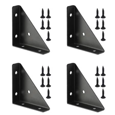 Joyangy 4-Pack 66mm x 66mm Black Metal Corner Brace Brackets for Bed, Table, ...
