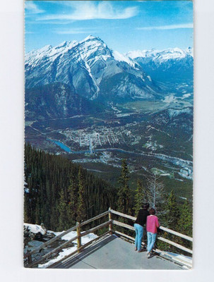 Vtg Postcard Cascade Mountain Village of Banff Alberta Sulphur Mtn Gandola Lift