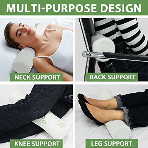 Cervical Neck Roll Memory Foam Pillows for Sleeping 2 Pack, Bolster Cylinder - Picture 5 of 6