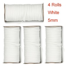 4 Rolls of Elastic Band 5mm 75 Yards White Flat for Edge Sewing Craft Home Decor