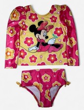 Disney Minnie Mouse Rash Guard Deluxe Swimsuit 2 pc UPF 50 Girls U pick  New 