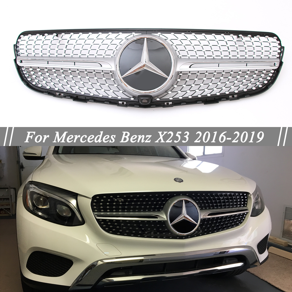 Chrome Front Grille W/3D Star For Mercedes Benz X253 2016-2019 GLC-Class GLC300
