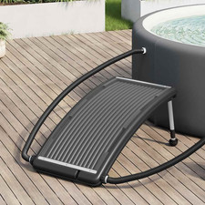 Solar Pool Heater Curved Black 110x65cm HDPE PC Aluminium Legs 22.5-36cm Flow10k