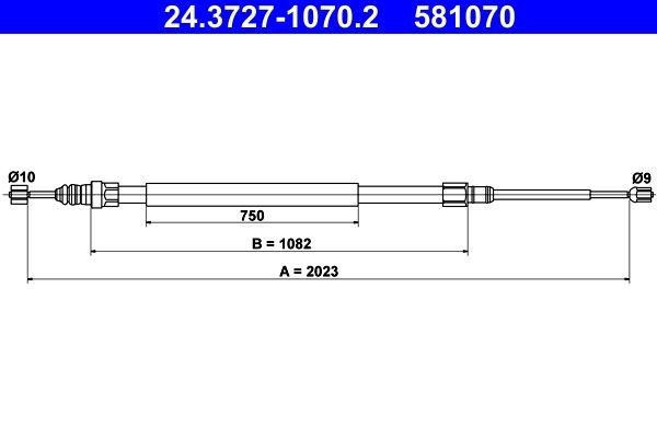 ATE Seilzug, Feststellbremse 24.3727-1070.2 FüR Renault-image