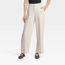 Women Signature Crepe Essential Trousers - A New Day Off-White 12: High