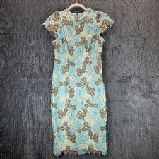 Calvin Klein Women’s Size 6 Short Sleeve Knee Length Dress Blue Thick Lace