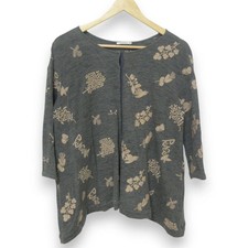 Mina Perhonen Forest Parade Cardigan Long Sleeve Gray Pink Size 38 Used