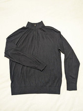Reiss Sierra Merino Silk Slim Fit Zip Neck Jumper in Navy Large